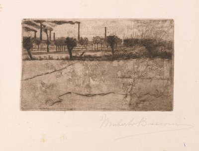 Táj ipari üzemekkel alkotó: Umberto Boccioni