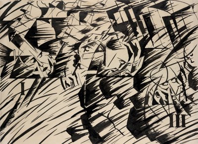 Lelkiállapotok: azok, akik elmennek, 1912 (tintával papíron) alkotó: Umberto Boccioni
