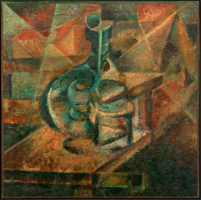 Csendélet üveggel alkotó: Umberto Boccioni