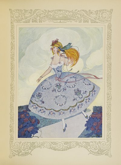 Chéri Zelie vállán repült, aki el volt ragadtatva ennek a kis állatnak az édességétől, illusztráció a „Contes du Temps Jadis” vagy „Tales from Times Past” (114. oldal) című könyvből. alkotó: Umberto Brunelleschi