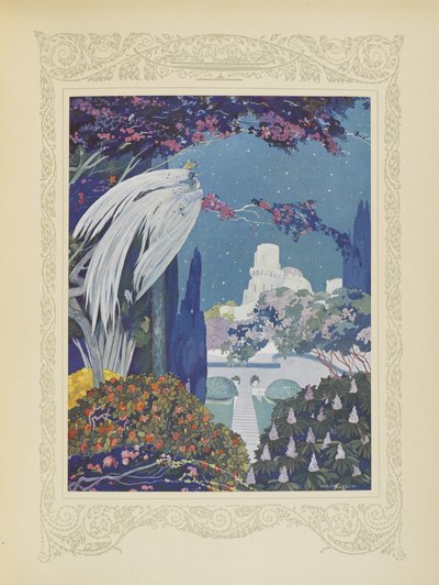 A gyönyörű Bluebird azonban soha nem szűnt lebegni a palota körül, illusztráció a „Contes du Temps Jadis” vagy a „Tales from Times Past”, 32. oldal alkotó: Umberto Brunelleschi