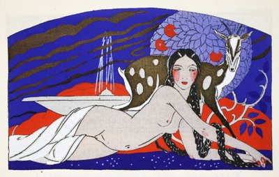 A lány hosszú zsinórral (stencilnyomat) alkotó: Umberto Brunelleschi