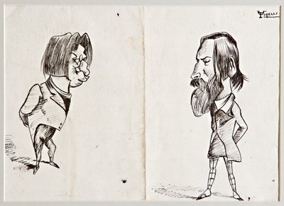 Karikatúrák (tus, papír) alkotó: Umberto Tirelli