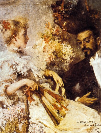 Italo Svevo (1861-1928) nővérével (huile a vásznon) alkotó: Umberto Veruda