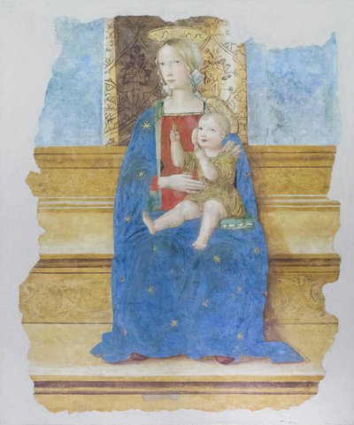 Ápoló Madonna, 16. század eleje, Baldo de Sarofini da Perugia  (freskó, fára átvitt festmény) alkotó: Umbrian School