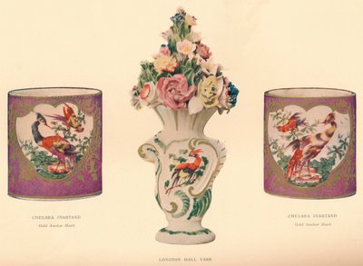 2 Chelsea tintatartó és egy Longton Hall váza, c1755 alkotó: Unbekannt