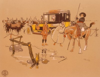 Egy Berliet-autó marhák közepébe ragadt, 1906 alkotó: Unbekannt