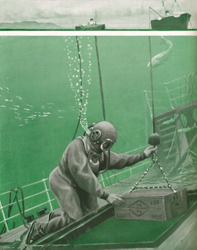 Egy búvár, aki hatalmas nyomás alatt dolgozik, 1935 alkotó: Unbekannt