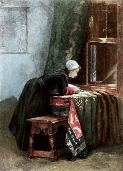 Egy holland nő kendőt vágó, 1889 alkotó: Unbekannt