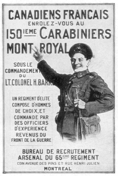Egy francia kanadai hadsereg toborzási posztere, 1914 alkotó: Unbekannt