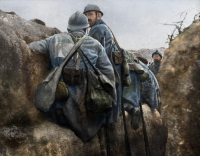 Egy francia árok támadás előtt, 2. champagne-i csata, Franciaország, 1915. szeptember 25. alkotó: Unbekannt