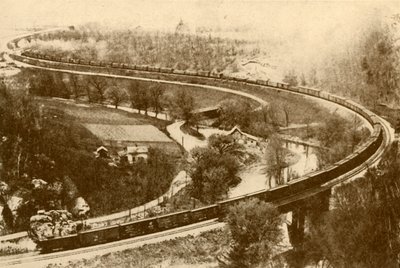 Óriási áruvonat ötvennégy furgonból, egy motorral vonva, Chicago and North West Railway, 193 alkotó: Unbekannt