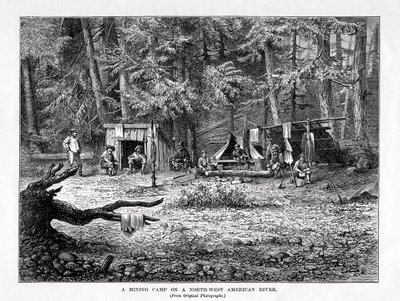 Bányásztábor egy északnyugat-amerikai folyón, 1877 alkotó: Unbekannt