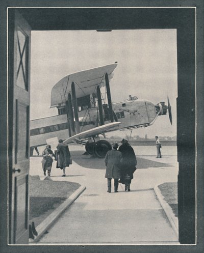A modern világ szimbóluma – A Croydon Aerodrome-on beszálló utasok, 1935 alkotó: Unbekannt