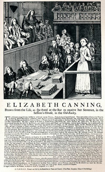 Részlet 1754-ből Elizabeth Canning 1915-ös esetéről alkotó: Unbekannt