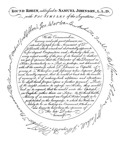 Fakszimile a lemezről a Boswells Life of Johnson első kiadásában, 1907 alkotó: Unbekannt