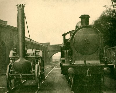 A Stephensons Rocket teljes méretű modellje a George the Fifth osztály motorjával, Londonban alkotó: Unbekannt