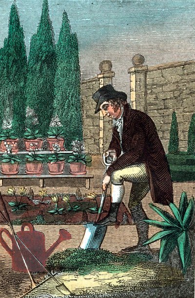 Egy ásóval ásó kertész, 1821 alkotó: Unbekannt
