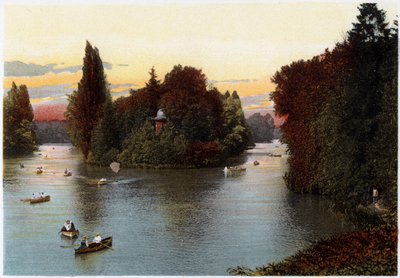 Egy tó a Bois de Boulogne-ban, Párizsban, 1900 körül alkotó: Unbekannt