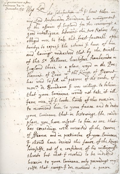 Oliver Cromwell levele Mazarin bíboroshoz 1657. december 4-én, 1899. alkotó: Unbekannt