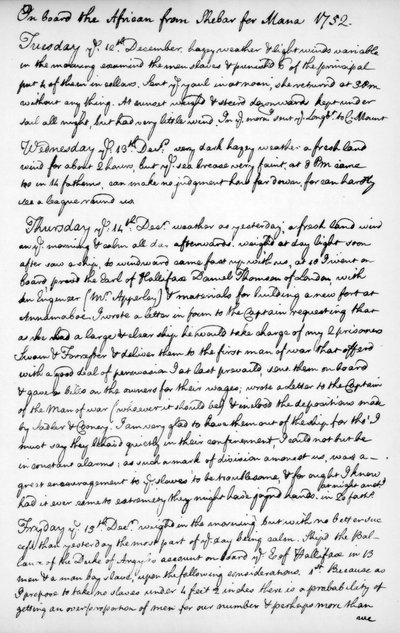 Egy oldal John Newton folyóiratából, 1750-1754, 1965 alkotó: Unbekannt