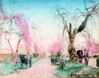 Egy park tavasszal, Sendai, Miyagi prefektúra, Japán alkotó: Unbekannt