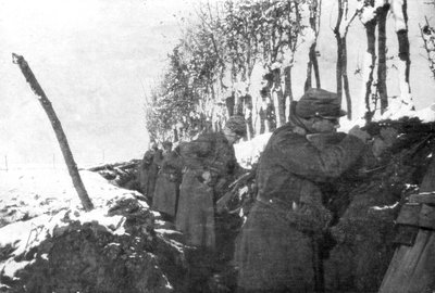 Tartalék gyalogsággal teli árok, Pas-de-Calais, Franciaország, tél, 1915 alkotó: Unbekannt