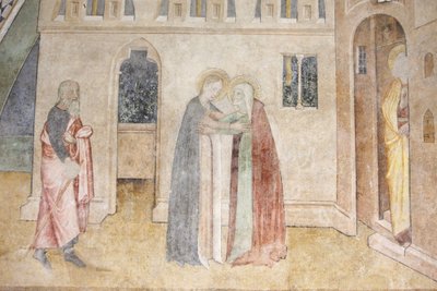 Abondance apátsági templom freskója: a Visitation, Abondance, Franciaország alkotó: Unbekannt