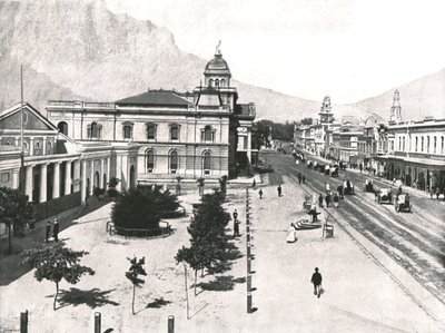 Adderley Street, a Commercial Exchange és a Standard Bank, Cape Town, Dél-Afrika, 1895. alkotó: Unbekannt