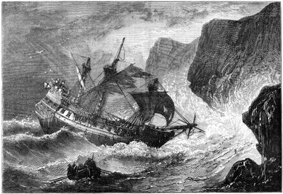 Somers admirális a parton vezeti hajóját, Bermuda, 1609 c1880 alkotó: Unbekannt