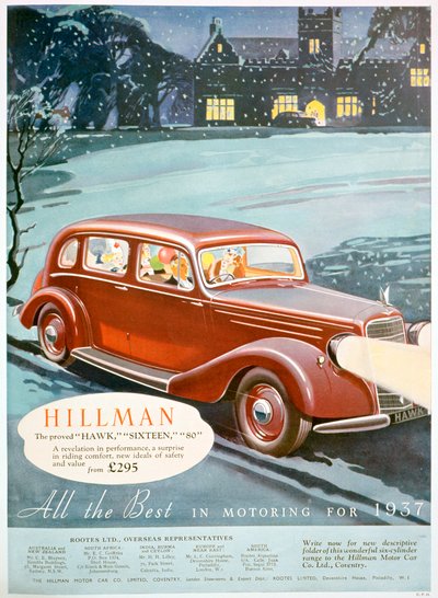 Hillman autók hirdetése, 1936 alkotó: Unbekannt