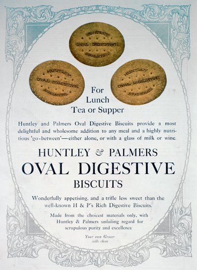 A Huntley és Palmers Oval Digestive Biscuits reklámja, 1909 alkotó: Unbekannt