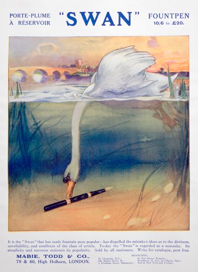 Swan töltőtollak hirdetése, c1906 alkotó: Unbekannt