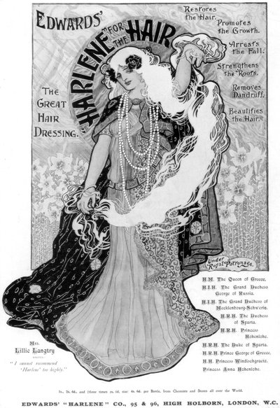 Reklám Edwards Harlene hajért, 1902 alkotó: Unbekannt
