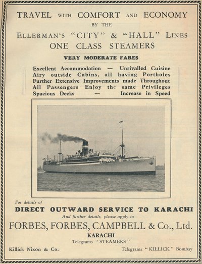 Reklám az Ellermans gőzösökhöz, 1936. alkotó: Unbekannt