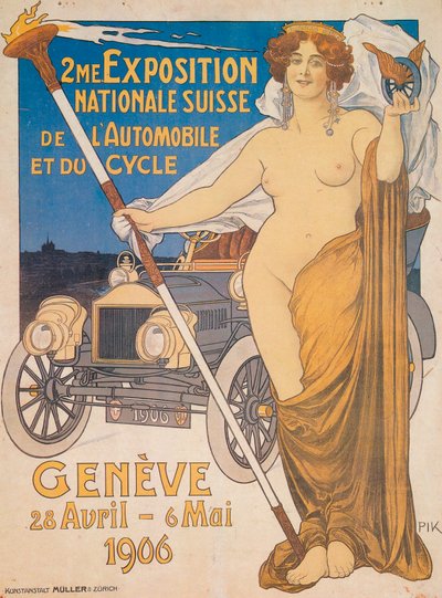 Reklám a második svájci nemzeti autó- és kerékpárkiállításhoz, Genf, 1906 alkotó: Unbekannt