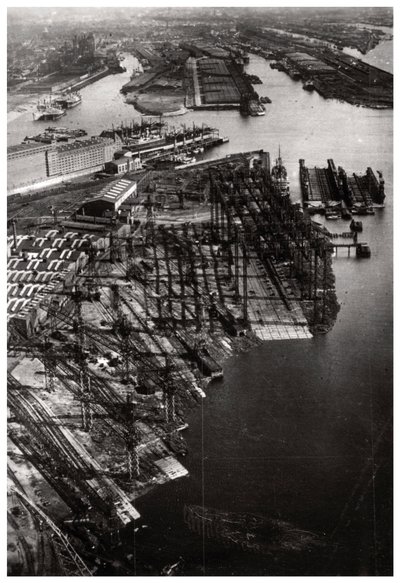 Légi felvétel a Bremer Vulkan hajógyárról, Bremen, Németország, egy Zeppelinről, c1931 1933 alkotó: Unbekannt