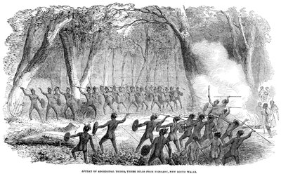 Affray of Aboriginal, három mérföldre Brisbane-től, Új-Dél-Wales, 1854 alkotó: Unbekannt
