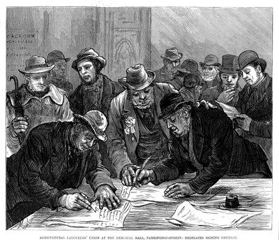 Mezőgazdasági Dolgozók Szakszervezeti találkozója a londoni Farringdon Streeten, 1877 alkotó: Unbekannt