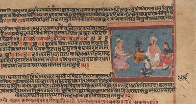 Akrura tájékoztatja Nandát és Yasodát: Oldalak egy szétszórt Bhagavata Puránából..., kb. 1630-50. alkotó: Unbekannt