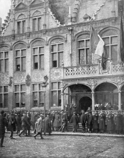 I. Albert belga és Poincare francia elnök találkozik a belgiumi Veurne-ben, 1914. november 1-jén. alkotó: Unbekannt