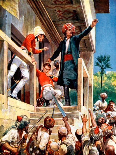 Alexander Burnes skót diplomatát, akit afgánok gyilkoltak meg az első angol-afgán háború során, 1841 alkotó: Unbekannt