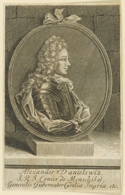 Alekszandr Danilovics Mensikov, Generalissimo, a Szent Római Birodalom hercege, 1705. alkotó: Unbekannt