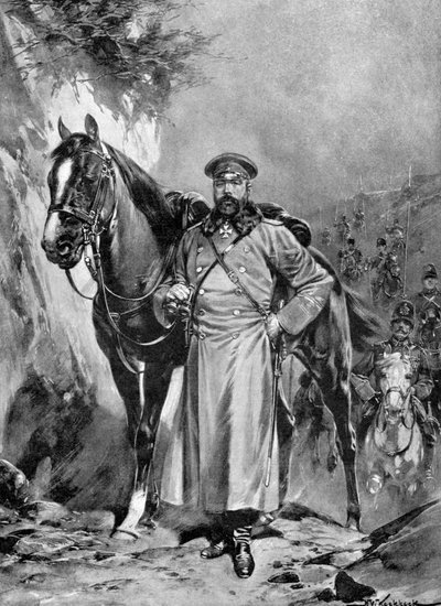Alekszej Nyikolajevics Kuropatkin lovával, orosz-japán háború, 1904-5 alkotó: Unbekannt