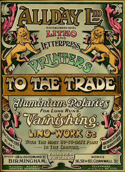 Allday Kft - hirdetés, 1907 alkotó: Unbekannt