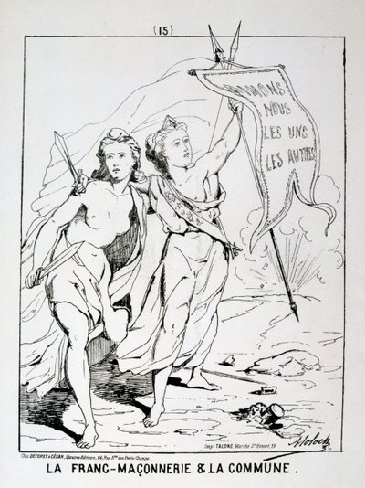A szabadkőművesség és a kommün allegóriája, Párizs Kommün, 1871. alkotó: Unbekannt