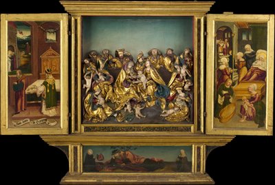 Oltárkép a Szűzanya életének jeleneteivel, német, 1548. alkotó: Unbekannt