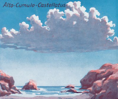 Alto-Cumulo-Castellatus – Az égbolton egy tucat fő felhőforma, 1935 alkotó: Unbekannt