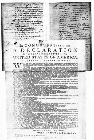 Amerikai Függetlenségi Nyilatkozat, 1776. július 4 alkotó: Unbekannt