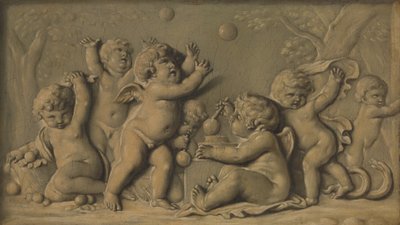 Amorini az egyik párban játszik, 1770-90. alkotó: Unbekannt